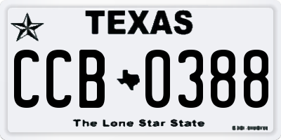 TX license plate CCB0388