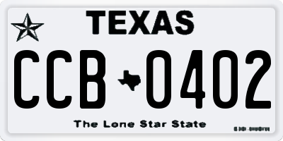 TX license plate CCB0402