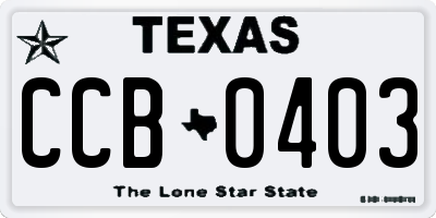TX license plate CCB0403