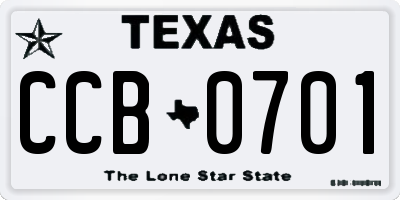 TX license plate CCB0701
