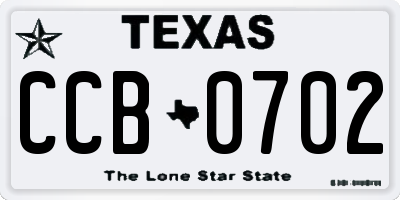 TX license plate CCB0702