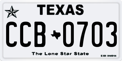 TX license plate CCB0703
