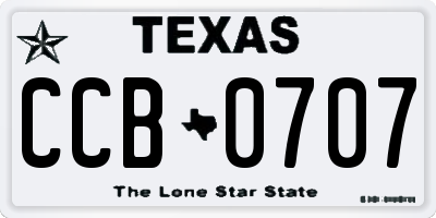 TX license plate CCB0707
