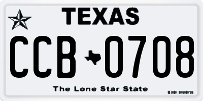 TX license plate CCB0708