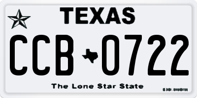 TX license plate CCB0722