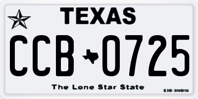 TX license plate CCB0725