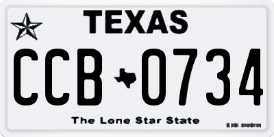 TX license plate CCB0734