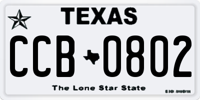 TX license plate CCB0802