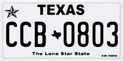 TX license plate CCB0803