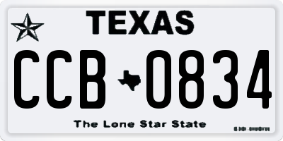 TX license plate CCB0834