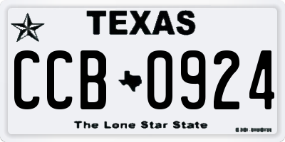 TX license plate CCB0924