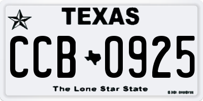 TX license plate CCB0925