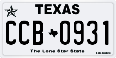 TX license plate CCB0931