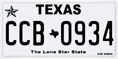 TX license plate CCB0934