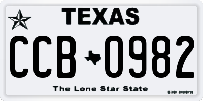 TX license plate CCB0982