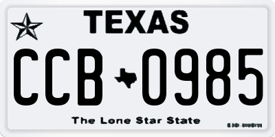TX license plate CCB0985