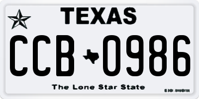 TX license plate CCB0986