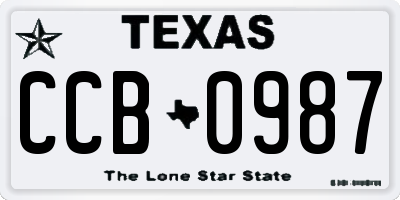 TX license plate CCB0987