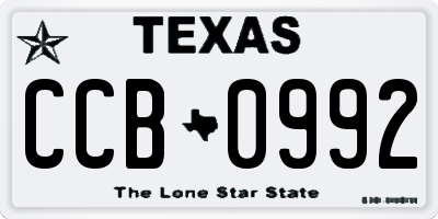 TX license plate CCB0992