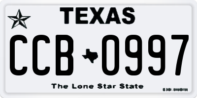 TX license plate CCB0997
