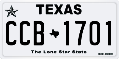 TX license plate CCB1701