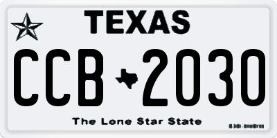 TX license plate CCB2030