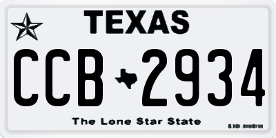 TX license plate CCB2934