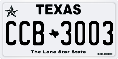 TX license plate CCB3003