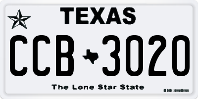 TX license plate CCB3020