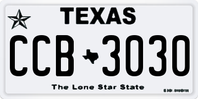 TX license plate CCB3030