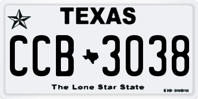TX license plate CCB3038