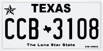 TX license plate CCB3108