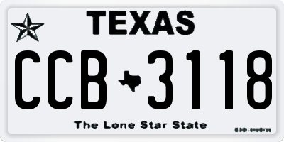 TX license plate CCB3118