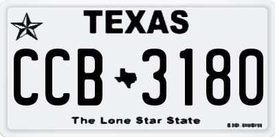 TX license plate CCB3180