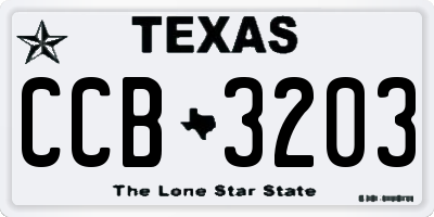 TX license plate CCB3203