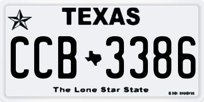 TX license plate CCB3386