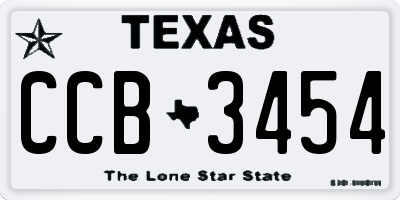 TX license plate CCB3454