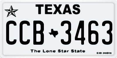TX license plate CCB3463