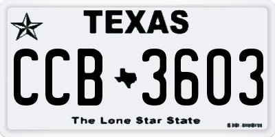 TX license plate CCB3603