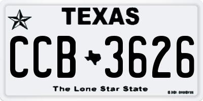 TX license plate CCB3626