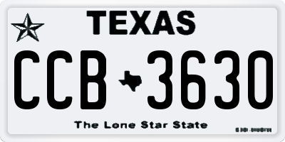 TX license plate CCB3630