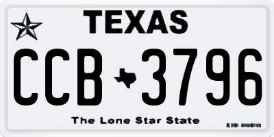 TX license plate CCB3796