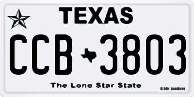TX license plate CCB3803