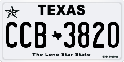 TX license plate CCB3820