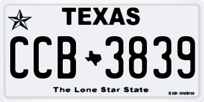TX license plate CCB3839