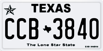 TX license plate CCB3840