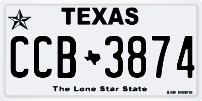 TX license plate CCB3874