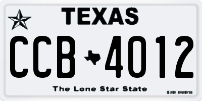 TX license plate CCB4012