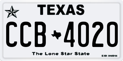 TX license plate CCB4020