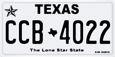 TX license plate CCB4022